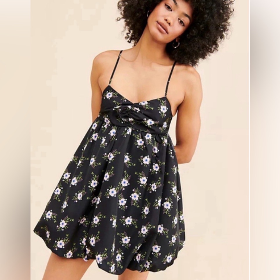 New People Black Floral Mini Dress (New With Tags)